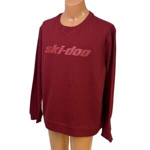 New Ski-Doo Mens Size XL Burgundy Red Signature Logo Crew Neck Sweatshirt